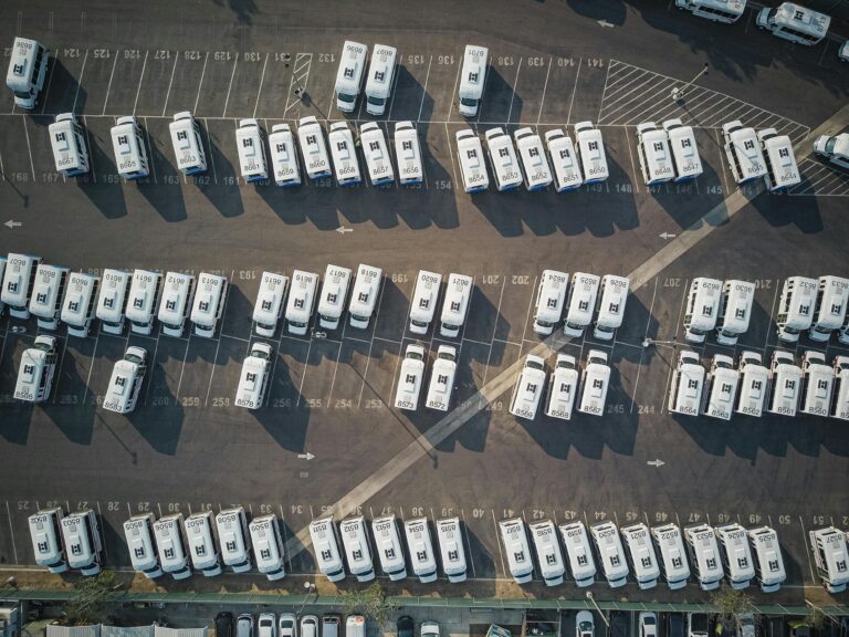 Parking lot full of trucks